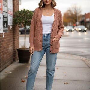 Forever 21 Knit Cardigan in Warm Tan/ Terracotta Size S
